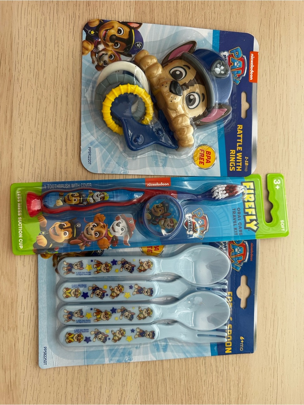 Nickelodeon Paw Patrol Blue & Yellow Rattle, Toothbrush & Spoon Set